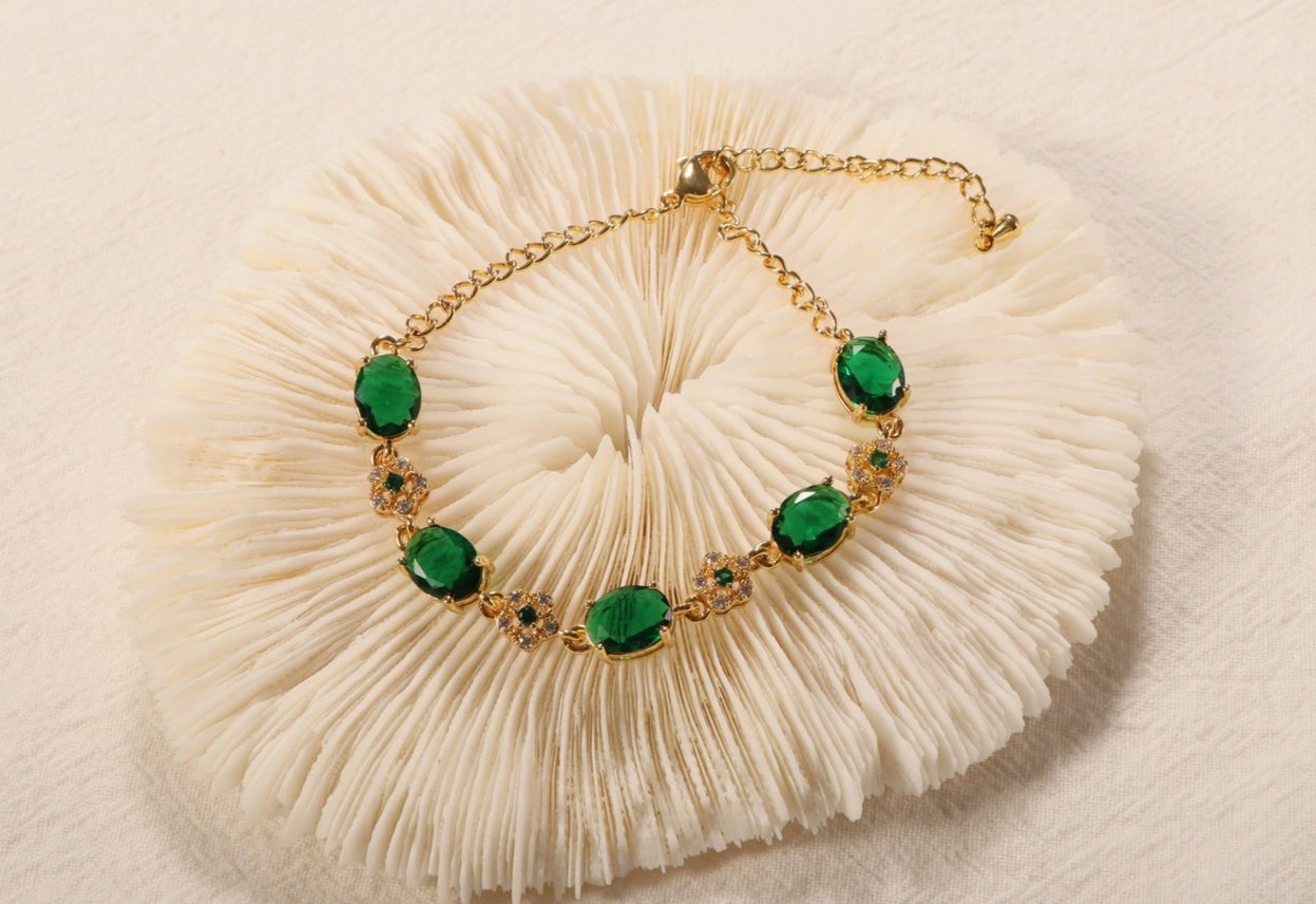 💥LANZAMIENTO EXCLUSIVO  ❗️| Pulsera de Oro de 18K con Esmeralda Verde💚